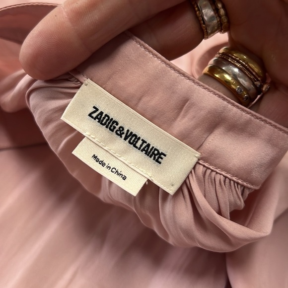 Zadig & Voltaire Pink Tink Satin Long Sleeve Blouse Size Small - Picture 8 of 13